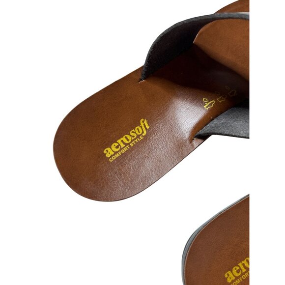 EUC Aerosoles Split Toe Vegan Black Leather Sandals EU 39 US 8 - Picture 11 of 14